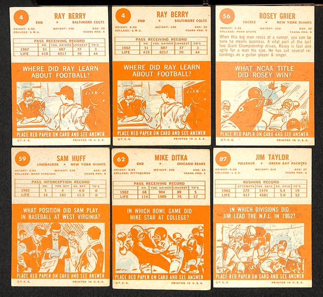 Lot Of 129 1963 Topps Football Assorted Cards w. Berry