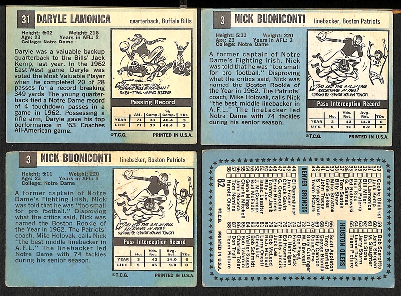 Lot Of 111 1964 Topps Football Cards w. Lamonica Rookie Card