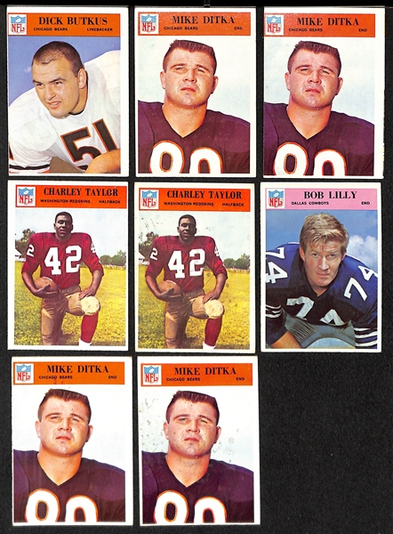 Lot of 107 1966 Philadelphia Assorted Football Cards w. Dick Butkus