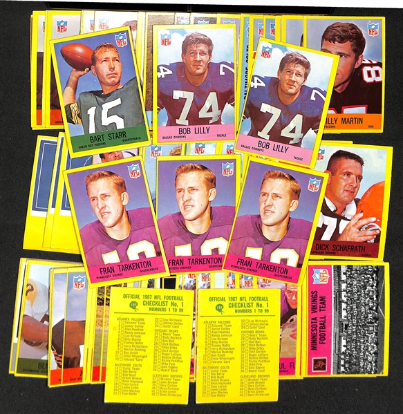 Lot of 105 1967 Philadelphia Assorted Football Cards w. Bart Starr