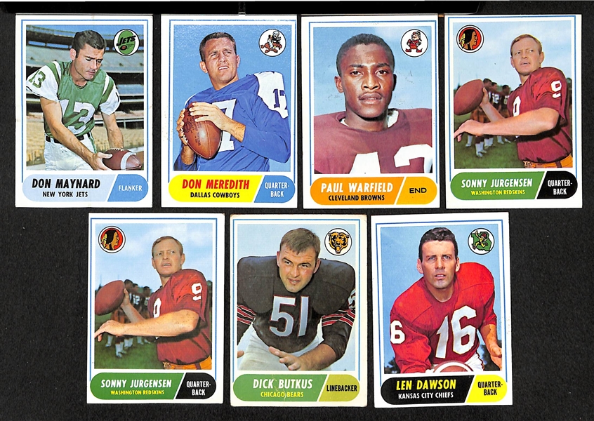 Lot of 100 1968 Topps Assorted Football Cards w. Don Meredith