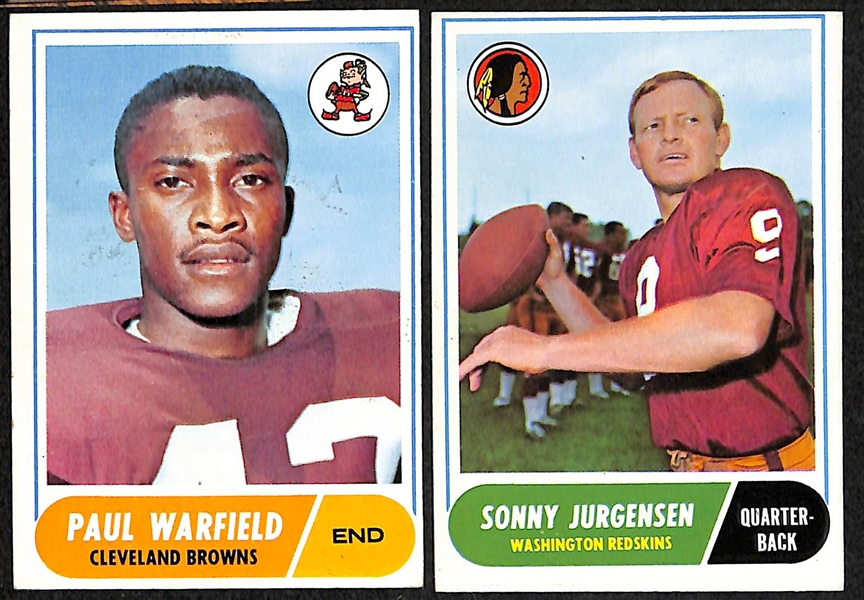 Lot of 100 1968 Topps Assorted Football Cards w. Don Meredith