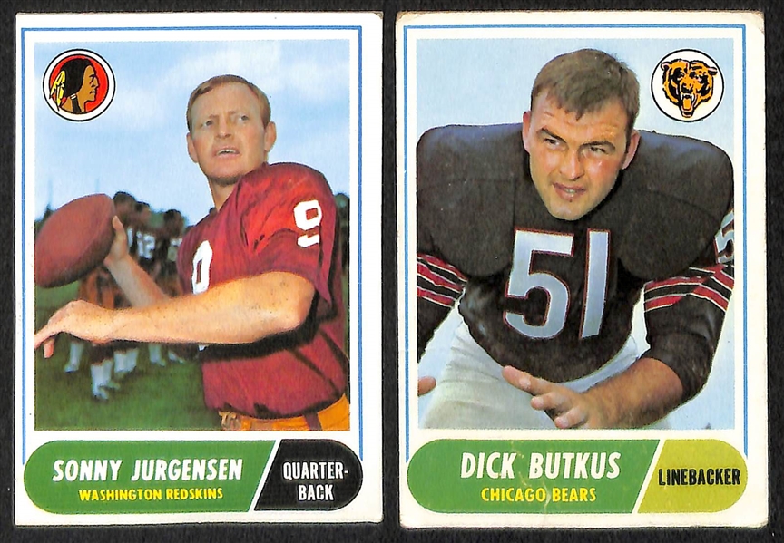 Lot of 100 1968 Topps Assorted Football Cards w. Don Meredith