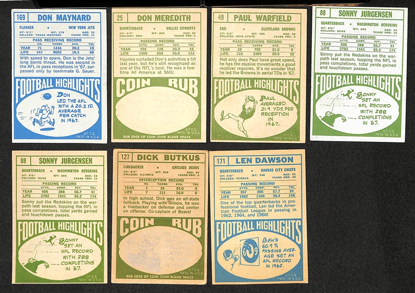 Lot of 100 1968 Topps Assorted Football Cards w. Don Meredith