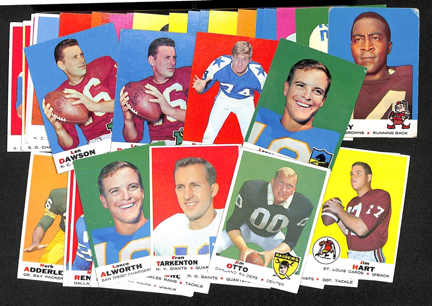 Lot of 46 1969 Topps Assorted Football Cards w. Len Dawson (x2)