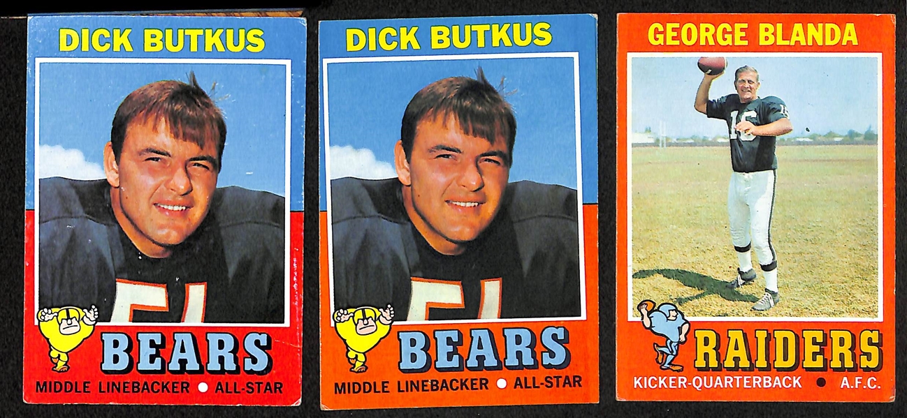 Lot of 146 1971/1972 Assorted Topps Football Cards