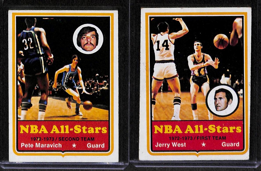 Lot of 6 Topps Basketball Cards from 1970-71 through 1973-74 w. Pete Maravich Rookie Card BVG 4