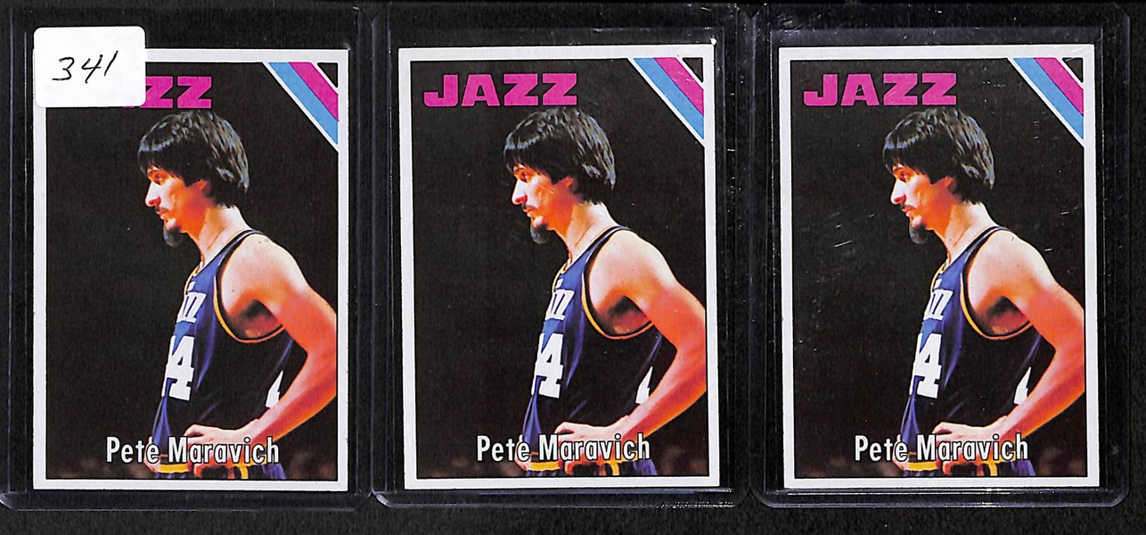 Lot of 22 1975-76 Topps Assorted Basketball Cards w. Maravich x3 and Moses Malone Rookie Card
