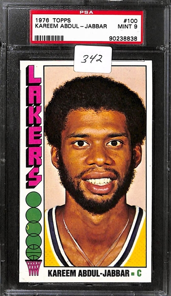 Lot of 2 1976 Topps Basketball Cards - Julius Erving & Abdul-Jabbar - PSA 7 & 9