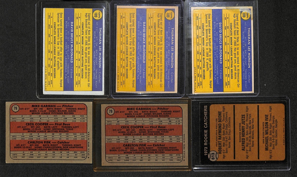 Lot of 6 early-1970s Topps Rookie Catcher Cards w. Munson x3