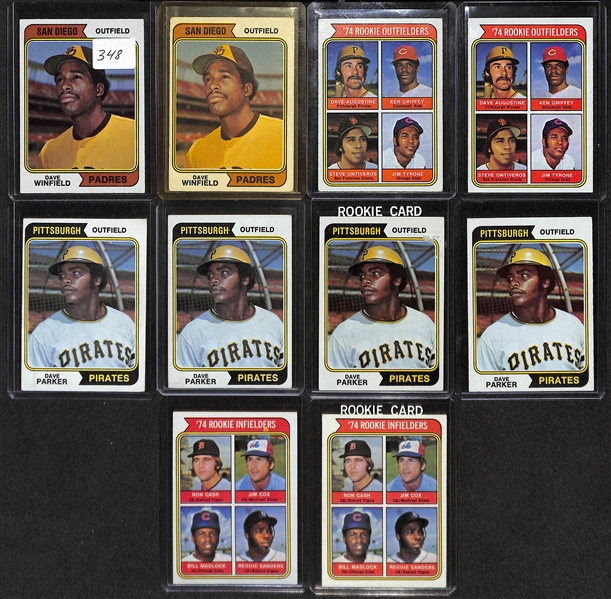 Lot of 10 1974 Topps Rookie Cards w. Winfield x2