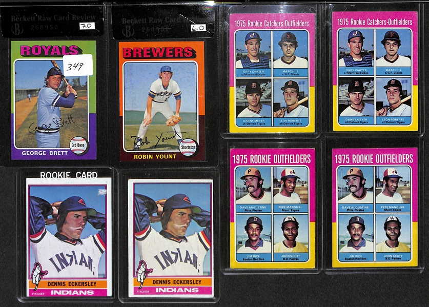 Lot of 8 1975-76 Topps Rookie Cards w. George Brett & Robin Yount BVG
