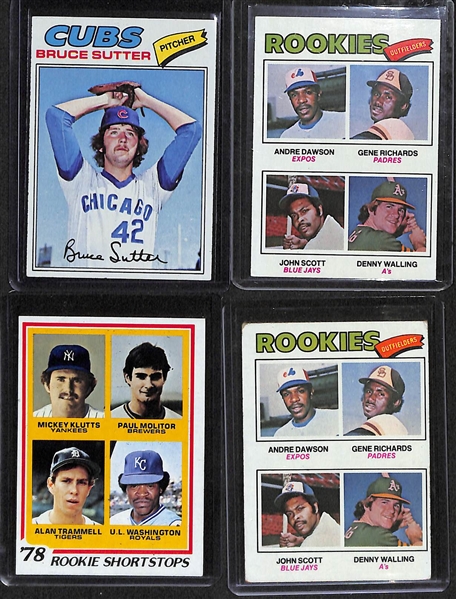 Lot of 10 1977-1978 Topps Rookie Cards w. Bruce Sutter Rookie Card BVG 7.0