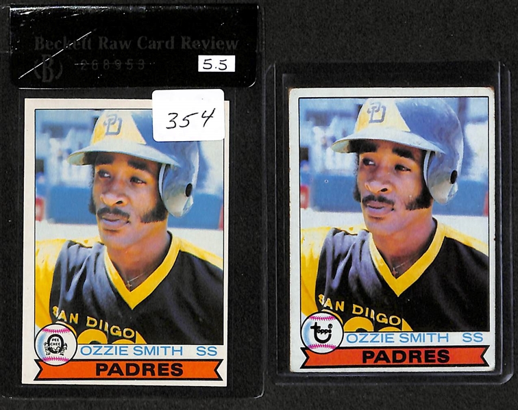 2 - 1979 Ozzie Smith Rookie Cards BVG & 3 1980 Rickey Henderson RC BVG