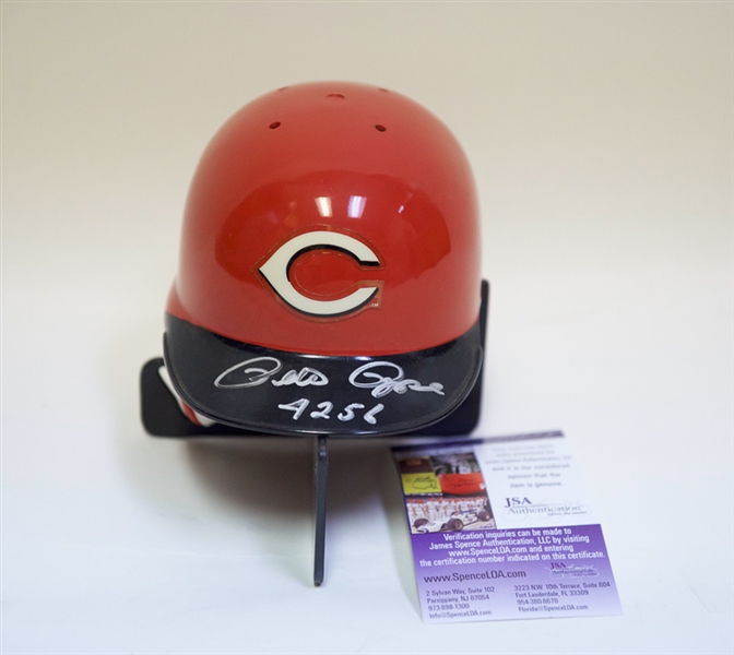 Pete Rose Signed & Inscribed Cincinnati Reds Mini Helmet - JSA