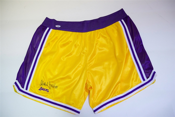 Kareem Abdul Jabbar Signed Lakers Basketball Trunks - PSA/DNA