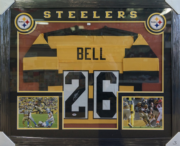 LeVeon Bell Signed Pittsburgh Steelers Throwback Jersey - Beautifully Framed - PSA/DNA