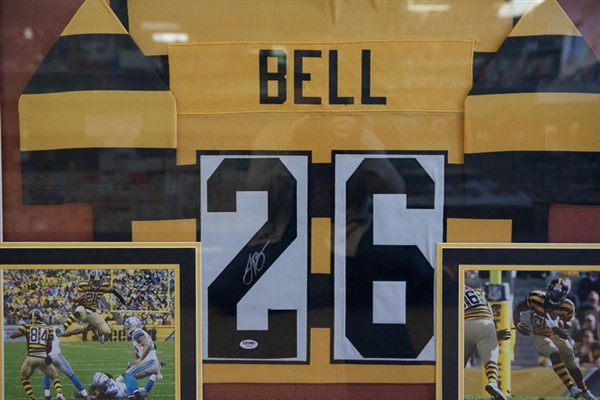 LeVeon Bell Signed Pittsburgh Steelers Throwback Jersey - Beautifully Framed - PSA/DNA