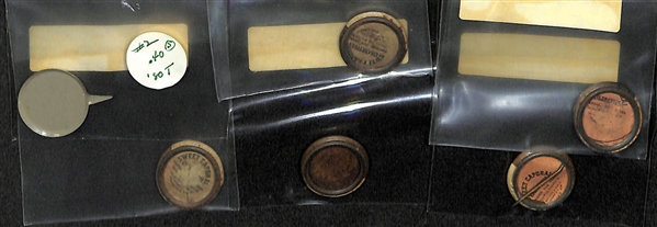 Lot of 5 - 1910 P2 Sweet Caporal Pins & 1 - 1930 P8 National Game Pin