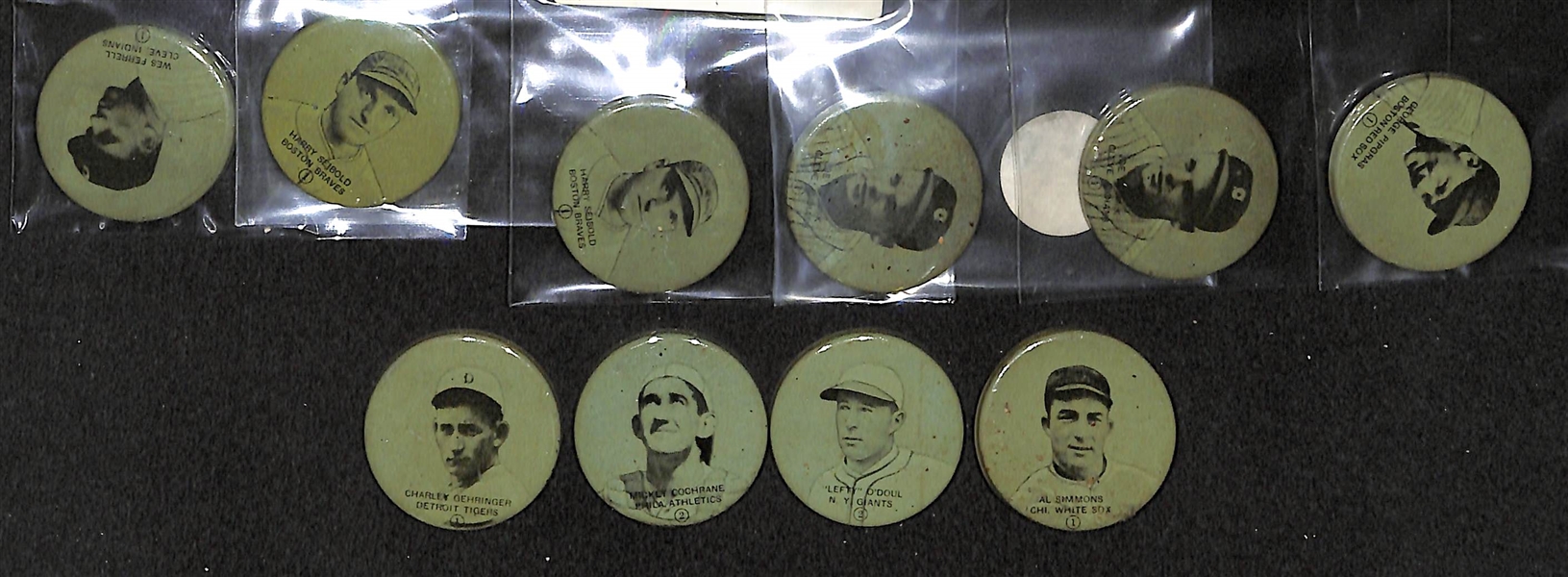 Lot of 10 - 1933 PX3 Double Header Buttons w. Mickey Cochrane