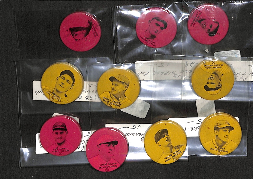 Lot of 10 - 1933 PX3 Double Header Buttons w. Hack Wilson