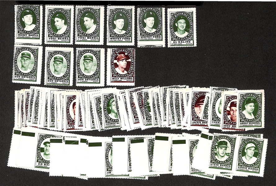 Lot of Approx 95 - 1961 Topps Stamps - Assorted w. Mickey Mantle