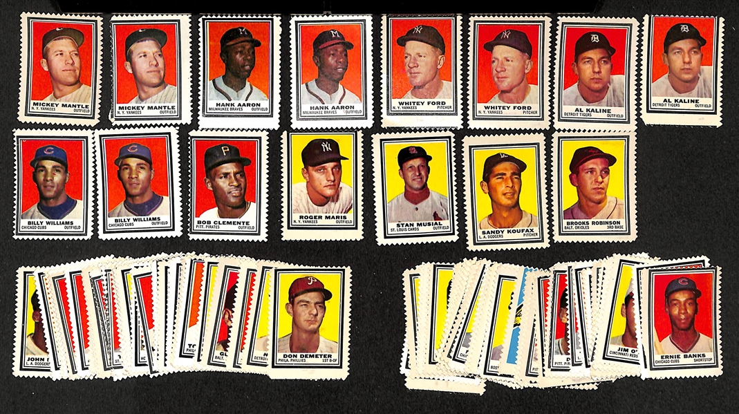 Lot of Approx 90 - 1962 Topps Stamps - Assorted w. Roger Maris & Mickey Mantle