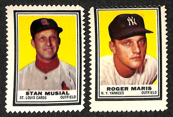 Lot of Approx 90 - 1962 Topps Stamps - Assorted w. Roger Maris & Mickey Mantle