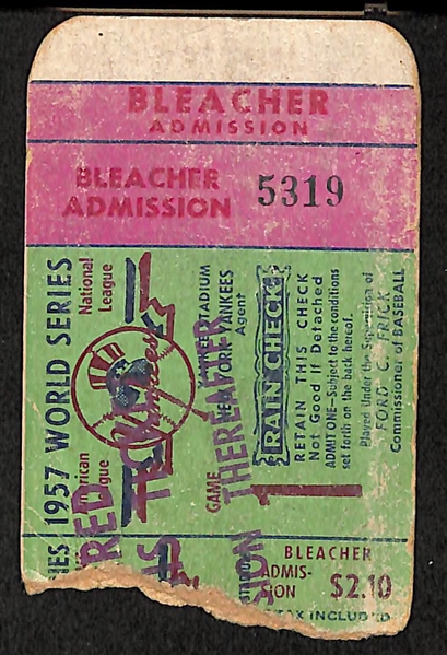 Assortment of Approximately 65 Professional Baseball Ticket Stubs from Mid 1950s to Early 1990s - Includes 1957 WS Stub