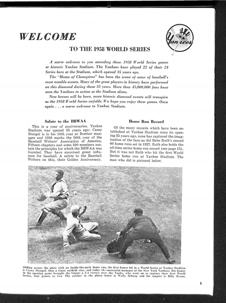 1958 World Series Program (Yankees vs. Braves)