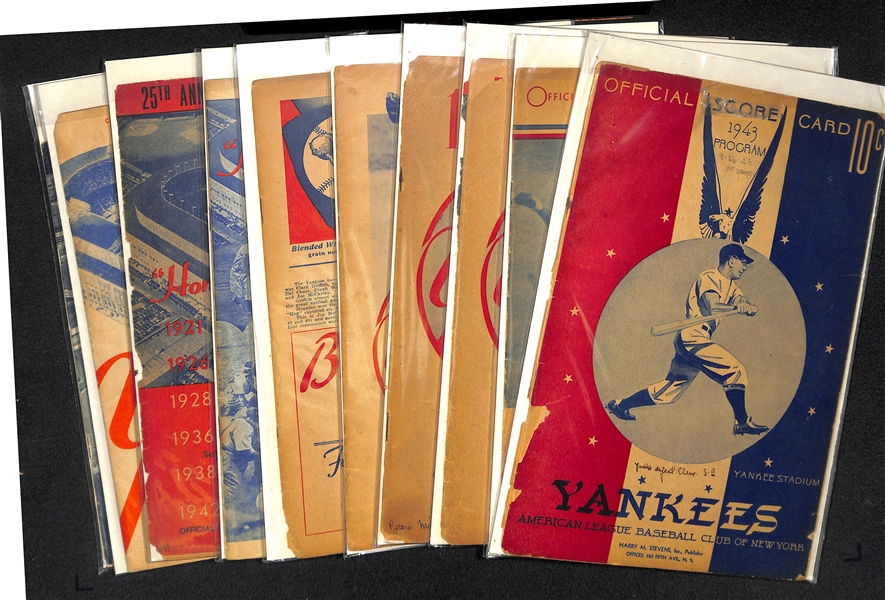 Lot Of 20 Yankees Scorecards From 1943-1958