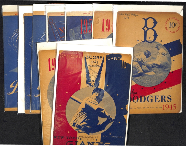 Lot Of 14 Brooklyn Dodgers & 4 Giants Scorecards (1943-1957)