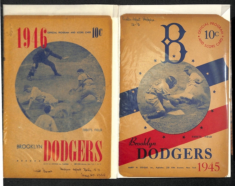 Lot Of 14 Brooklyn Dodgers & 4 Giants Scorecards (1943-1957)