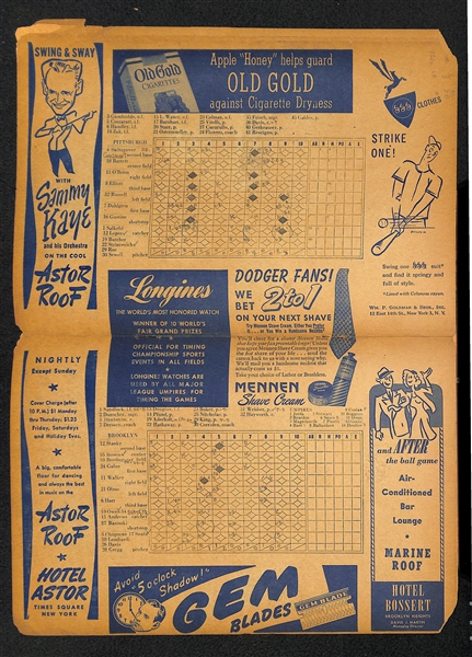Lot Of 14 Brooklyn Dodgers & 4 Giants Scorecards (1943-1957)