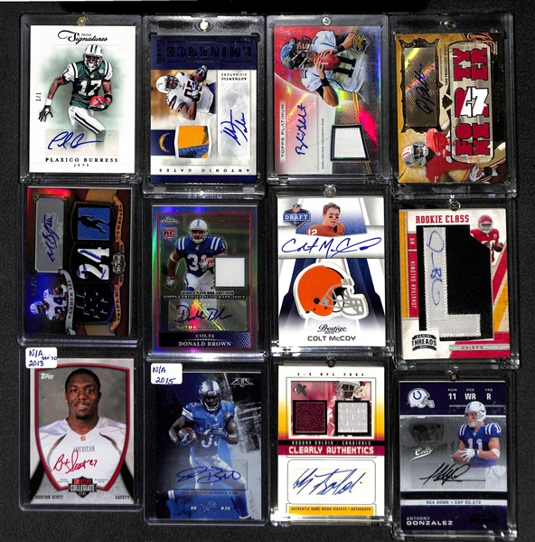 Lot Of 15 Football Autograph Cards w. Burress 1/1