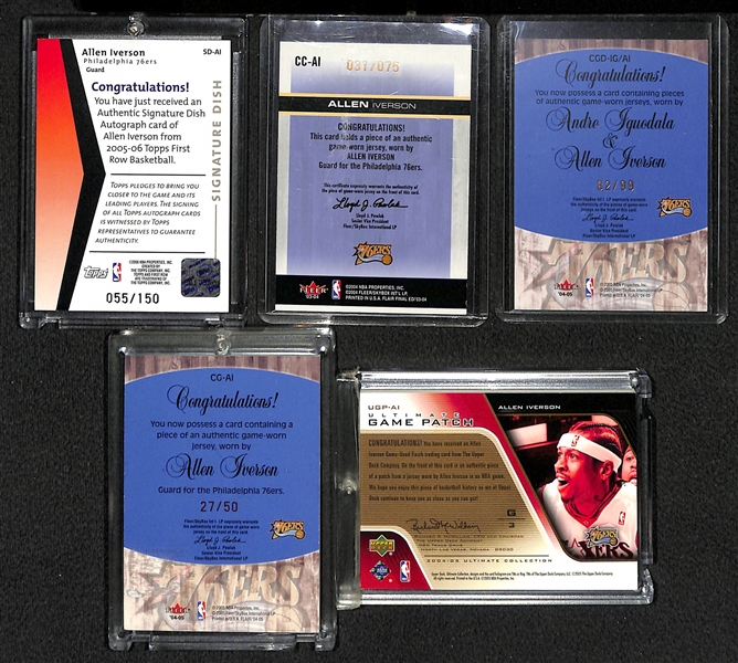 Lot Of 4 Allen Iverson Autograph & Relic Cards