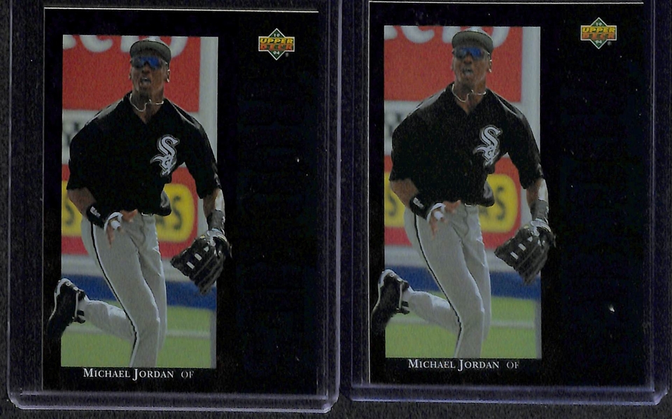 Lot Of 20 Michael Jordan Baseball Cards w. Bat Relic