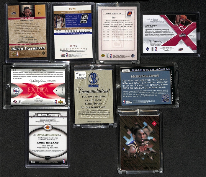 Lot Of 9 Basketball Autograph & Relic Cards w. LeBron RC Jersey