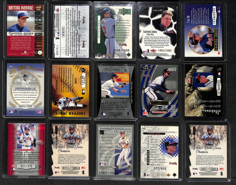 Lot of 58 Chipper Jones Numbered & Insert Cards
