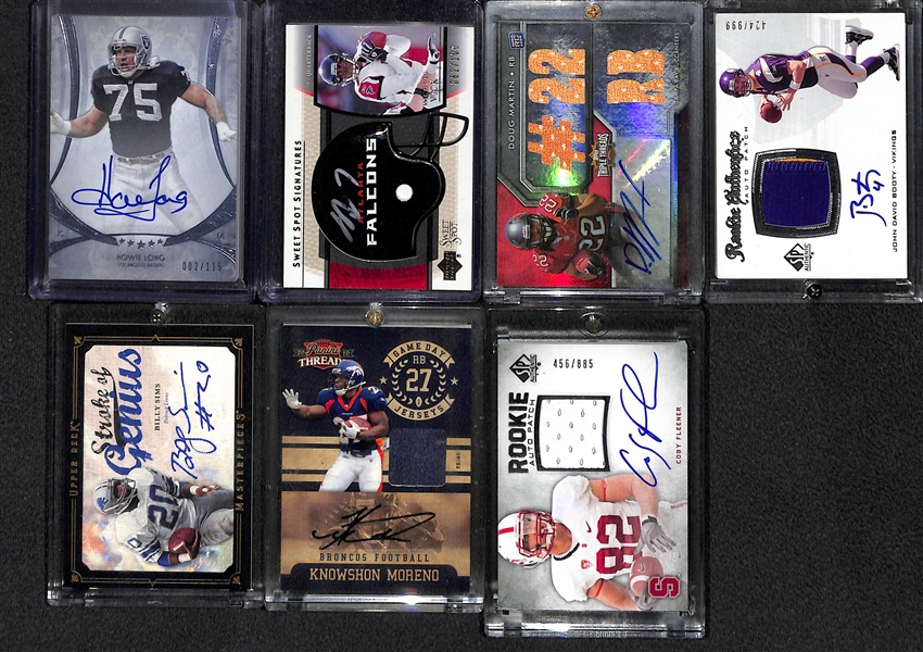 Lot Of 25 Football Auto Cards w. Howie Long & Michael Vick