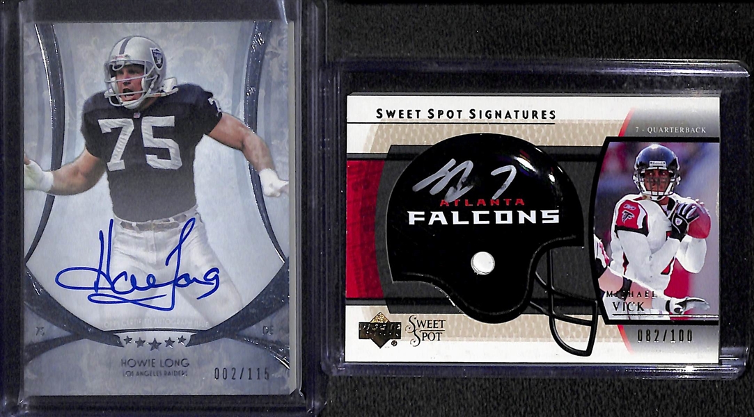 Lot Of 25 Football Auto Cards w. Howie Long & Michael Vick