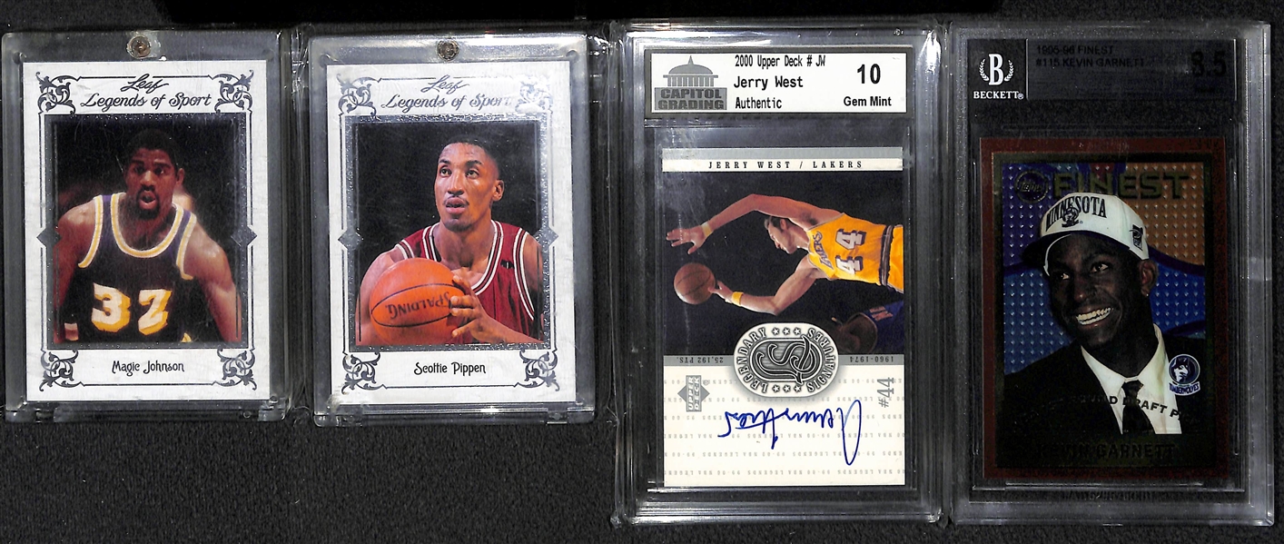 Lot Of 29 Basketball Graded & Numbered Cards w. West Auto