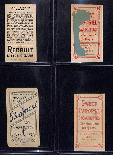 Lot of 3 - 1909 T206 Cards & 1 - 1912 T207 Chief Bender Card