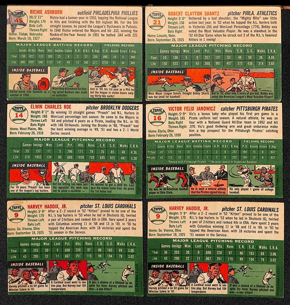 Lot of 39 - 1954 Topps Baseball Cards w. Richie Ashburn