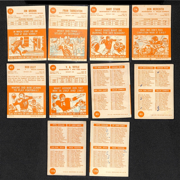 Lot of 90 1963 Topps Football Cards w. Jim Brown