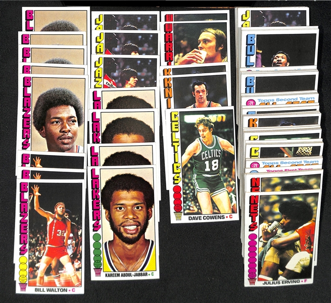 Lot of 100+ Assorted 1976-77 Topps Basketball Cards Loaded with Super Stars in EX+ to Near Mint Condition