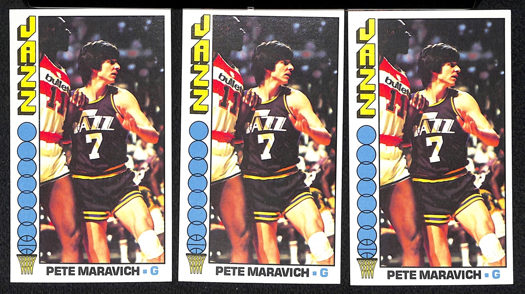 Lot of 100+ Assorted 1976-77 Topps Basketball Cards Loaded with Super Stars in EX+ to Near Mint Condition