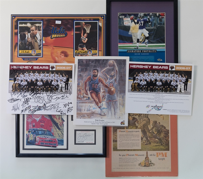 Multi Sports Autograph & Memorabilia Lot w. Wooden & Walton
