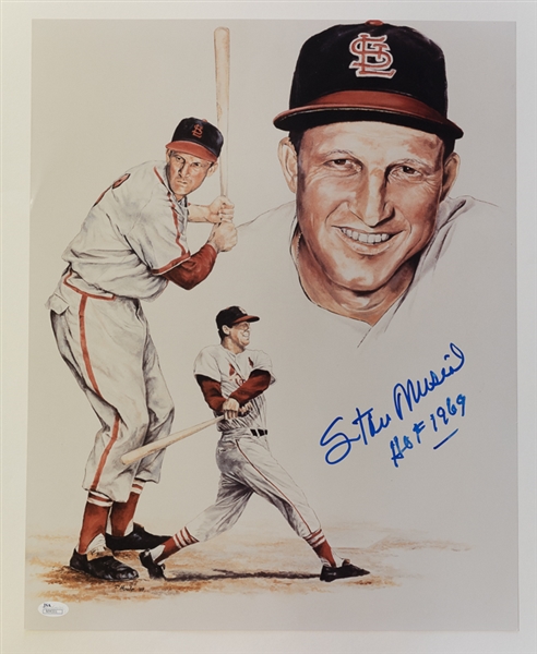 Stan Musial & Rick Dempsey Signed 16 x 20 Prints - JSA