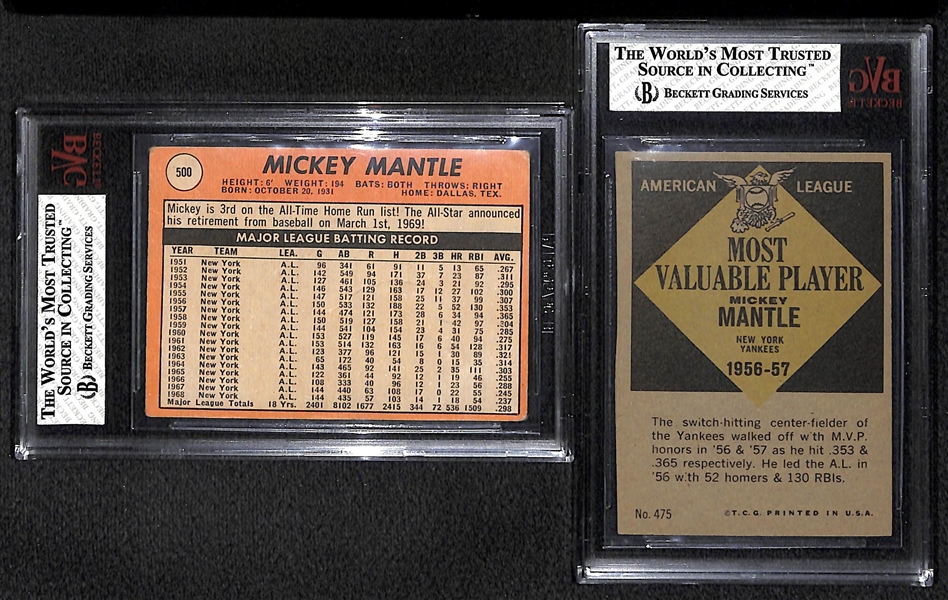 Lot of 2 Mantle Cards - 1961 Topps MVP & 1969 Topps - BVG
